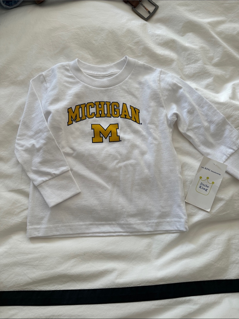 Michigan White & Yellow Long-Sleeve Tee, 3T